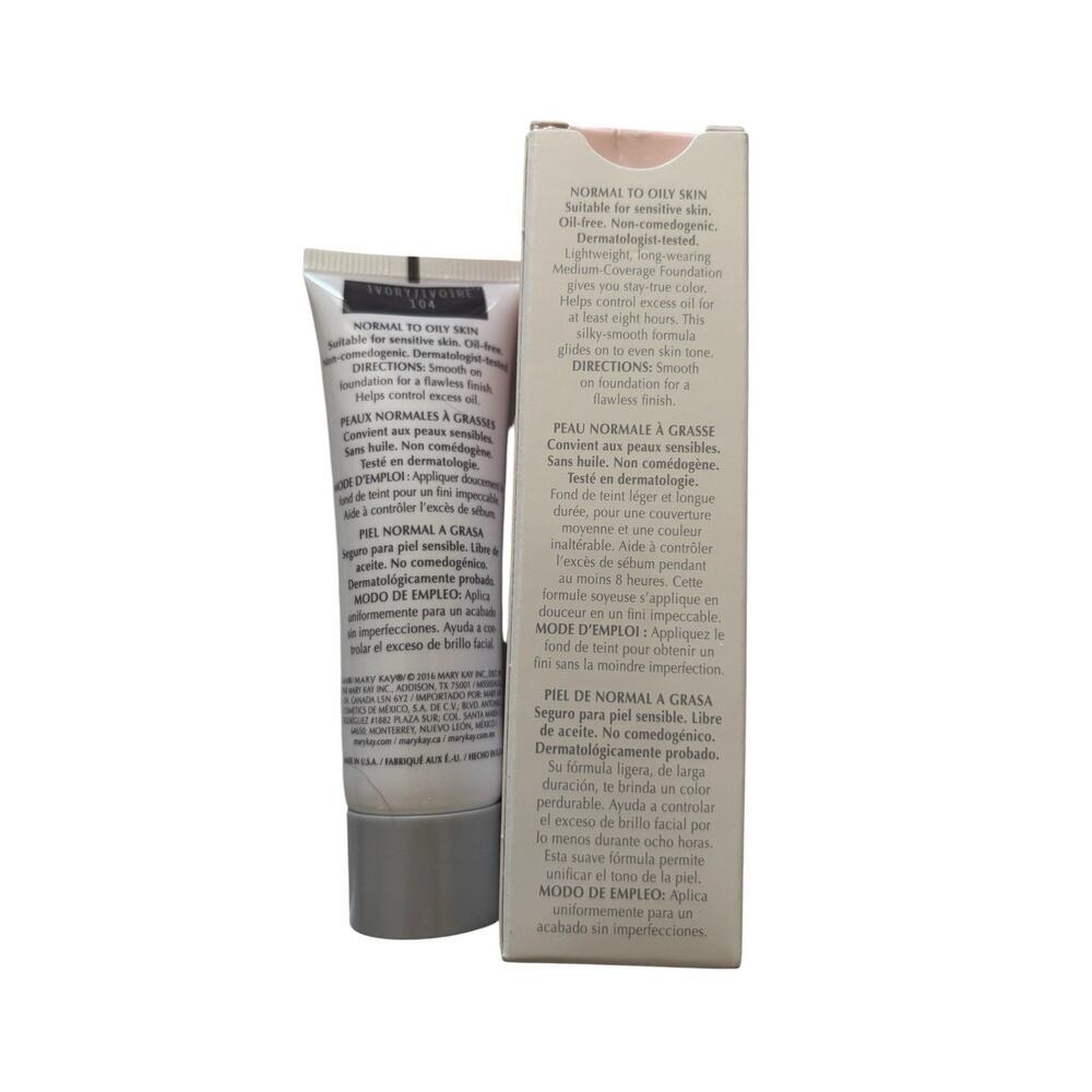 Mary Kay Medium Coverage Foundation Ivory 104 Wide Gray Lid new in box - Picture 2 of 3